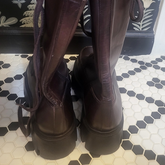 Free People Jones Lug Sole Lace Up Boots Burgundy 10 - Picture 10 of 11